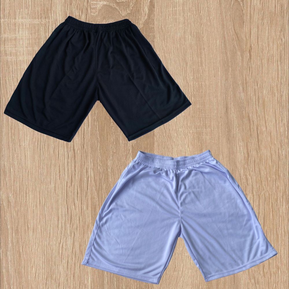 DISKON Celana Pendek DRY FIT POLOS HITAM PUTIH Pria Shortpants Santai Nyaman Tebal