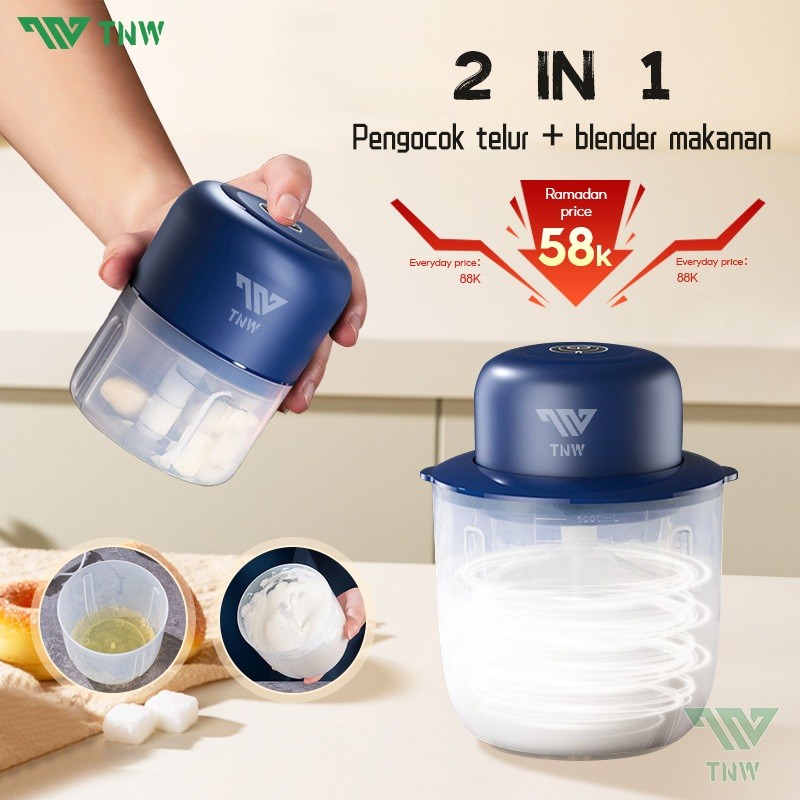 TNW 2 In 1 Mixer Pengocok Telur Egg Beater Portable Blender Kapsule Mini Chopper Cutter Food Process