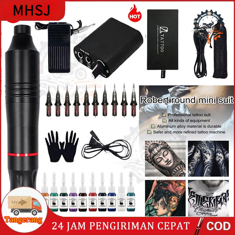 Mesin Tato Full Set Original 10 Warna Mesin Tato Pen Alat Tato