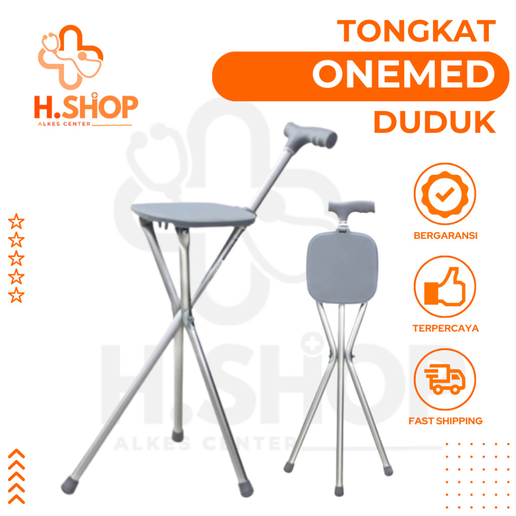 Tongkat + Tempat Duduk OneMed Alat Bantu Jalan / Tongkat Kursi Onemed Tongkat Duduk Tongkat Jalan On