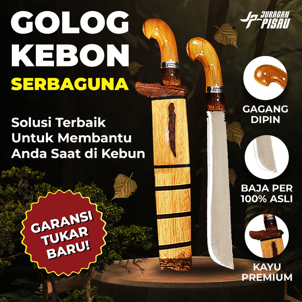 Golok Kebun Ekonomis Super Tajam Bahan Baja Per Asli Tebas Ranting pohon - Juragan pisau