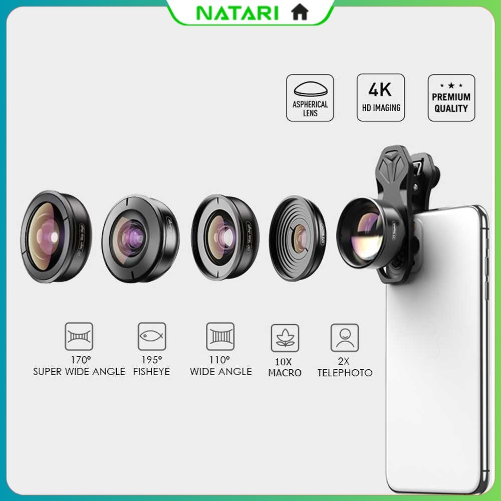 Lensa Kamera Smartphone Universal Clip 5 in 1 Lens - APEXEL APL-HB5