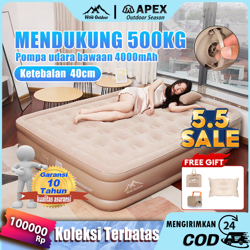 kasur angin pompa otomatis outdoor Kasur pompa lipat kasur tiup Queen kasur angin camping perjalanan