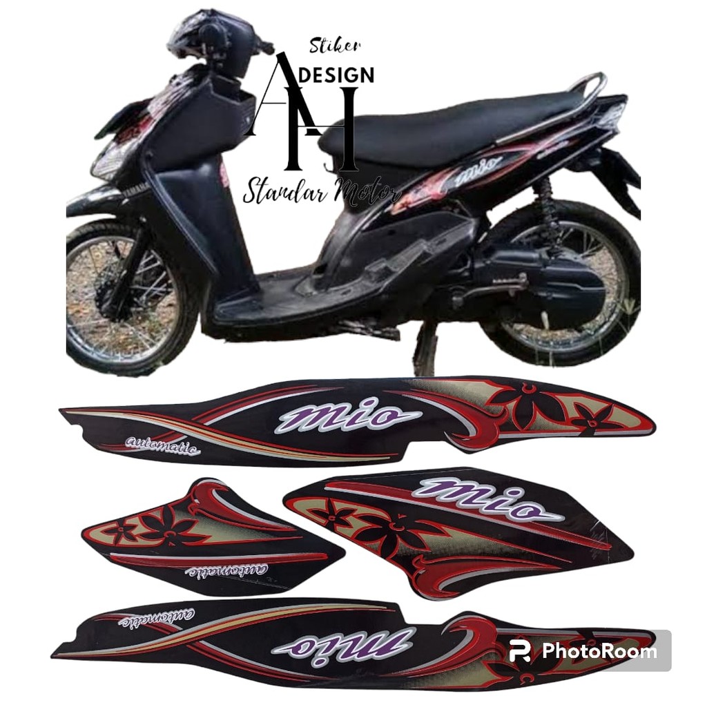 stiker striping motor mio sporty 2005 hitam full body orginal terbaik