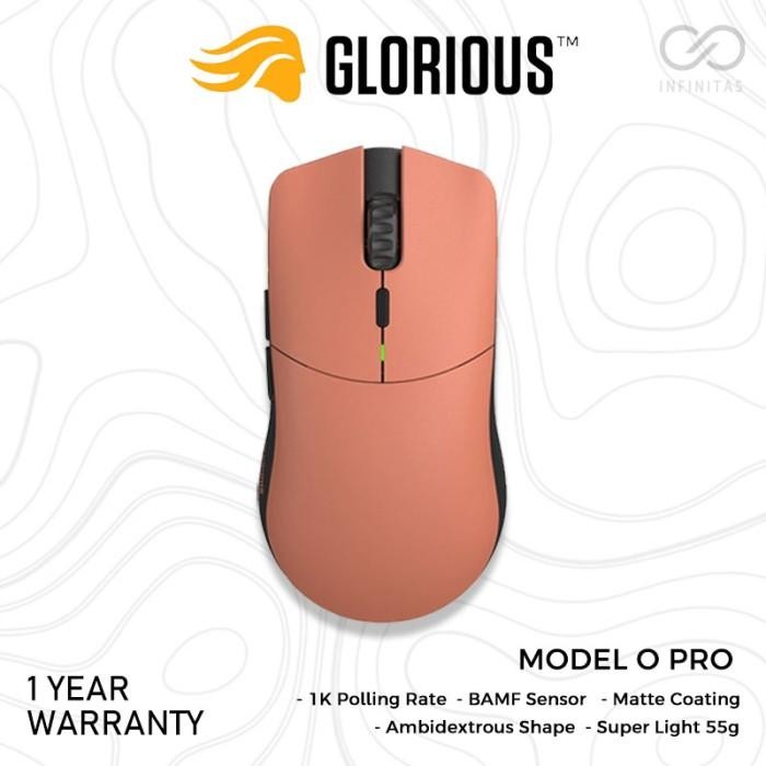 Glorious Model O Pro Hyper Light Wireless Gaming Mouse - Merah