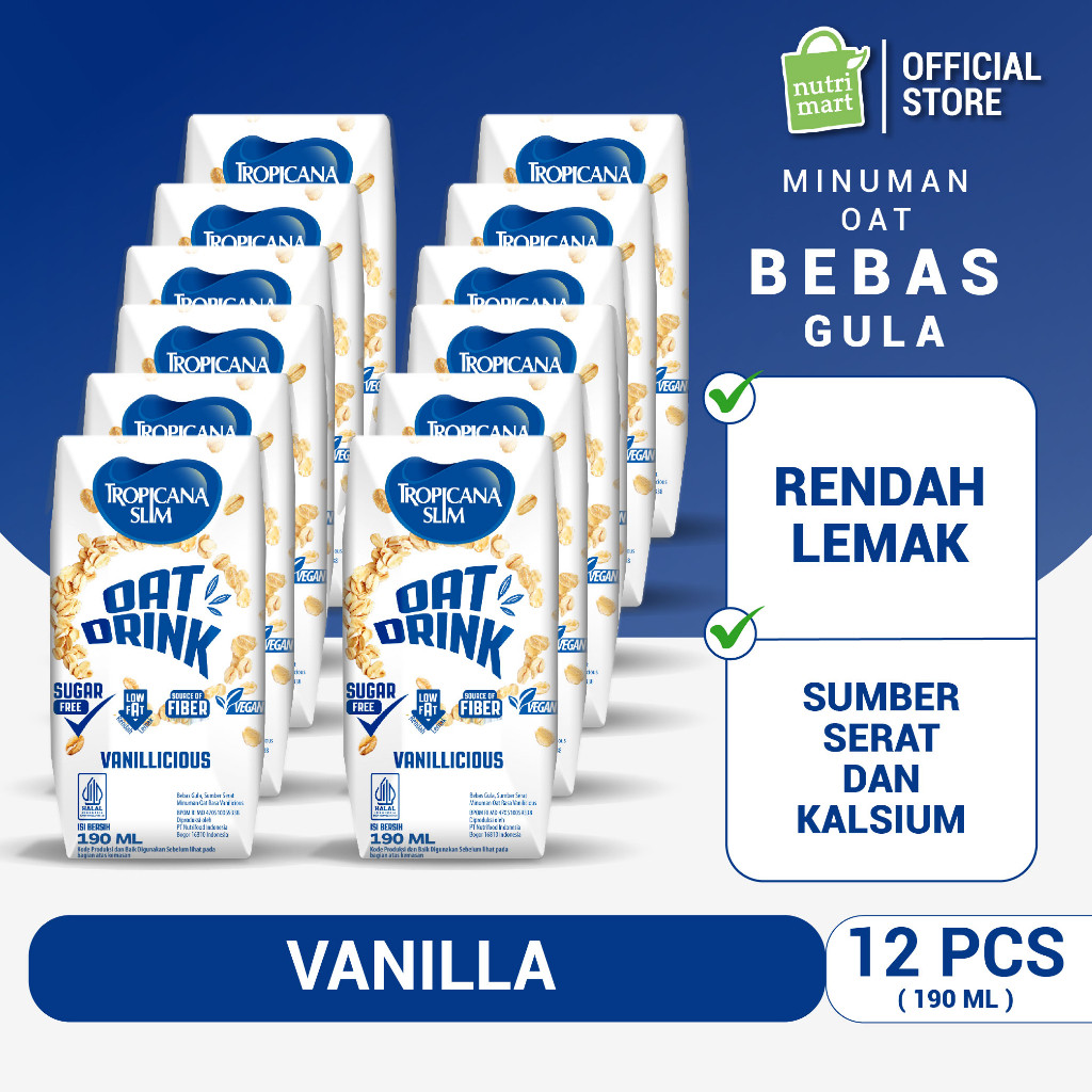 

12 Pack - Tropicana Slim Oat Drink 190 ml (RTD) - Minuman Oat Bebas Gula