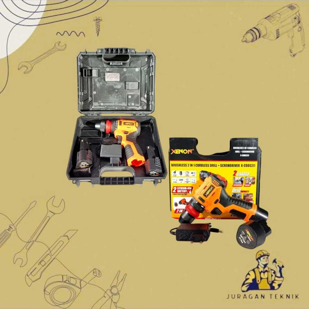 XENON Cordless 2 in 1 Drill & Screwdriver X-CDDS211 | Bor Baterai Brushless 12V