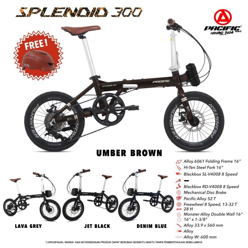 NEW SEPEDA LIPAT REMAJA DEWASA 16 INCH PACIFIC SPLENDID AX FRAME ALLOY / SPLENDID 300 PREMIUM