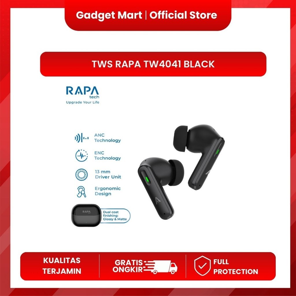 RAPAtech TW4041 TWS Hi-Bass Audio Headset Bluetooth RAPA