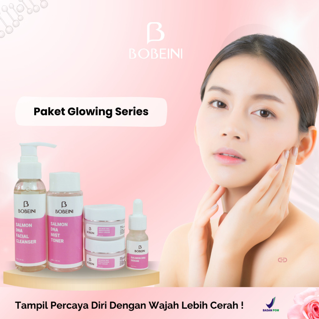 Bobeini Paket Glowing Salmon DNA BPOM / Skin Care Whitening Skin Care / SkinCare BPOM Glowing / Pake