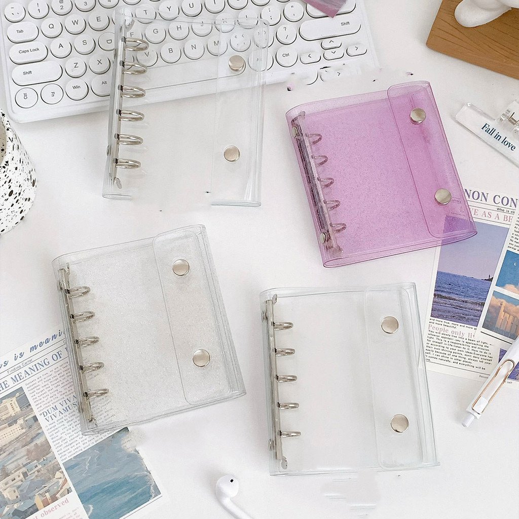 

M5 Glitter 5-Hole Transparent Colored Binder Cover Journal Sketchbook Accessories Diary Office Supplies