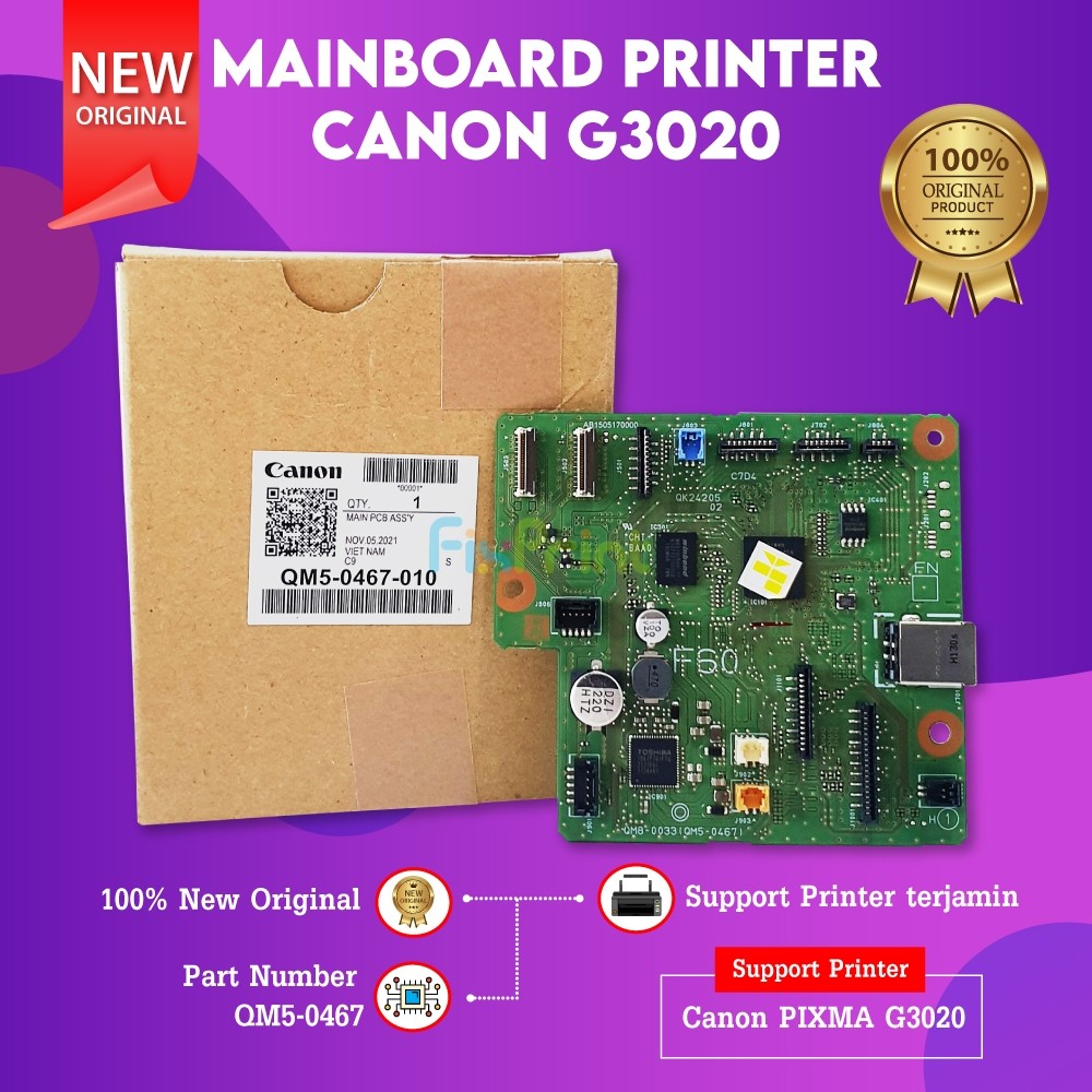 FixPrint Mainboard Canon G3020, Logic Board G-3020, Motherboard G 3020 New Original, Part Number QM5