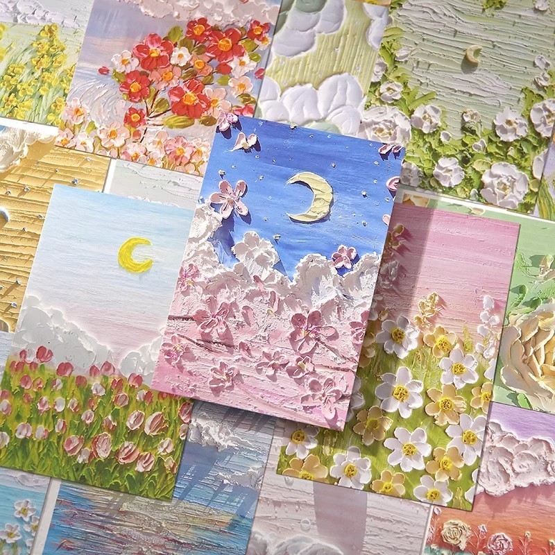 

Kartu Ucapan Postcard Greeting Card Creative Oil Painting Illustration Hand Painted Birthday Greeting Card Message