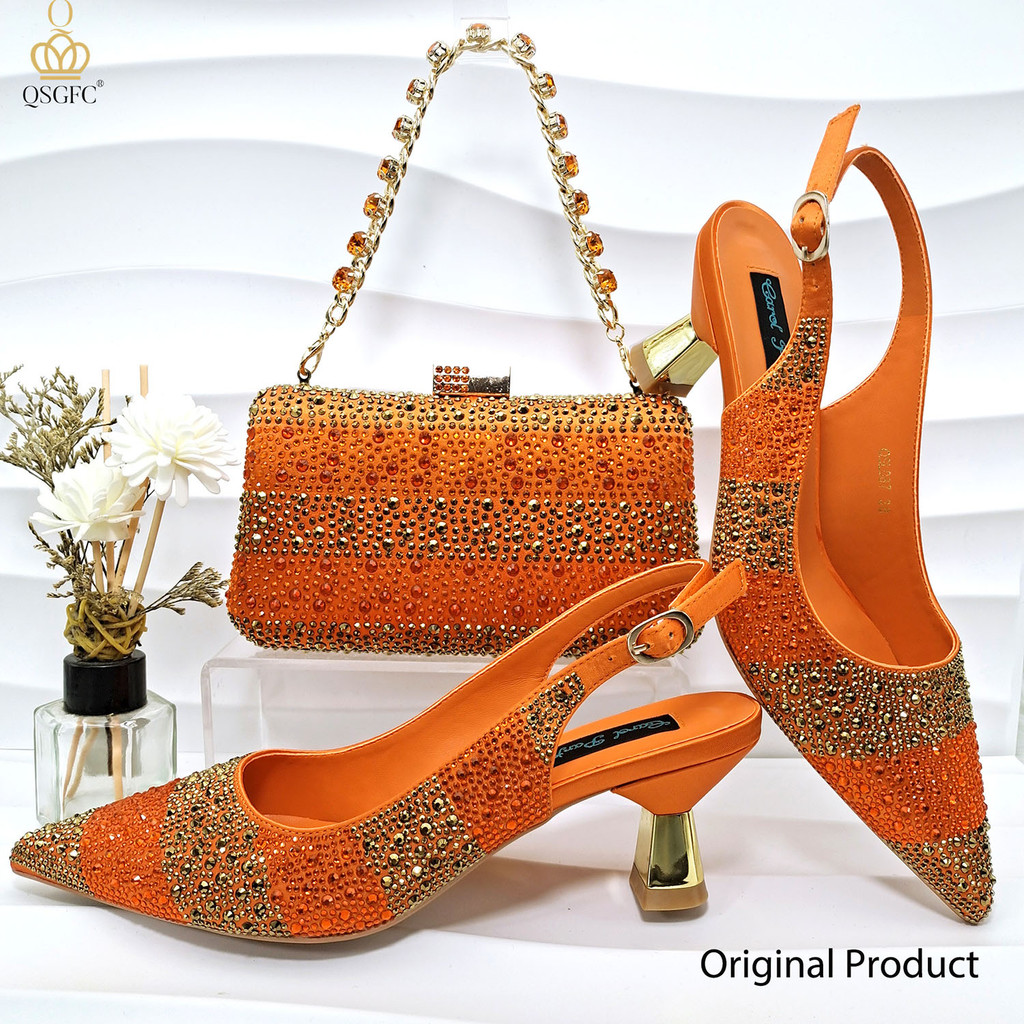 Sepatu Pesta Desain Italia Dengan Tas Clutch Yang Cocok Dengan Hot African Wedng Dengan Sepatu Tumit
