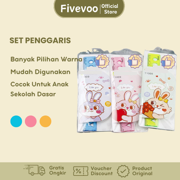 

FIVEVOO Set Penggaris 4 Bentuk/ Penggaris Lurus/ Busur/ Segitiga/ Penggaris Bentuk