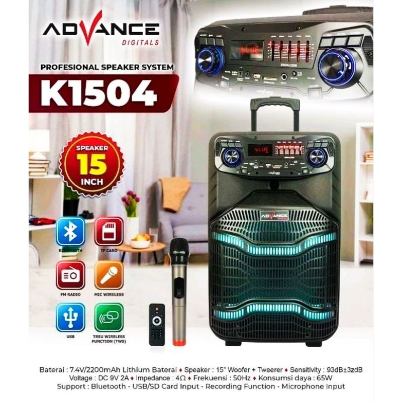 Speaker bluetooth 15 inch Advance K1504