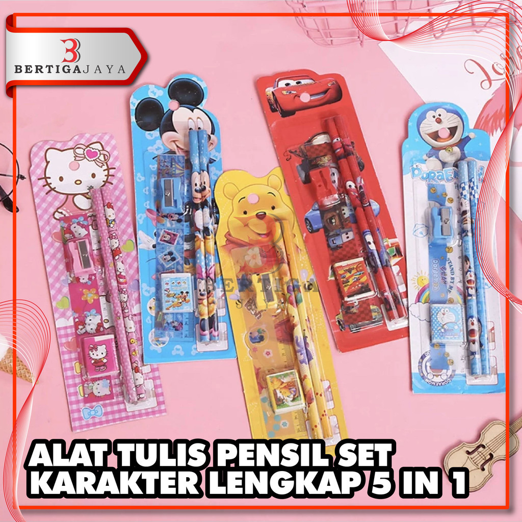 

BJ Alat Tulis Sekolah Karakter Set 5In1 Lengkap Peralatan Menulis Pensil Penggaris Penghapus Rautan