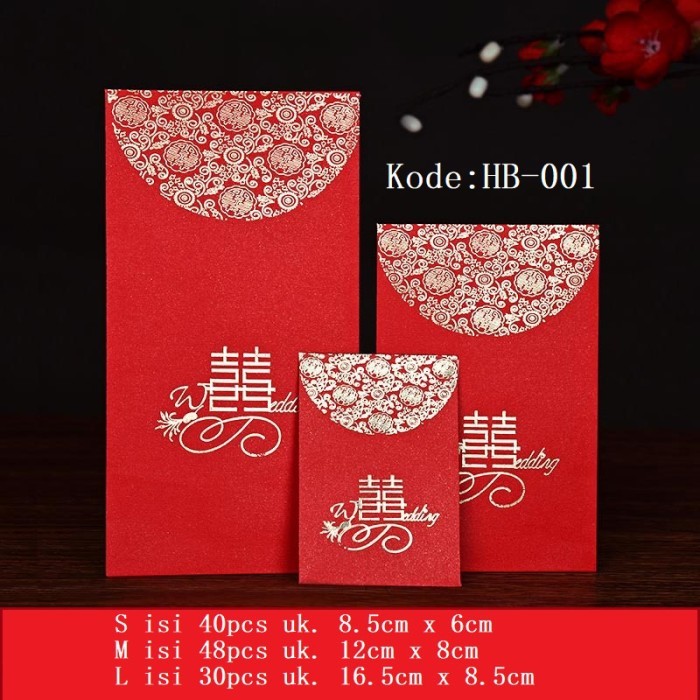 

Angpau Shuang Xi UK L Panjang Angpao Wedding Amplop Merah Pernikahan - HB-001 L