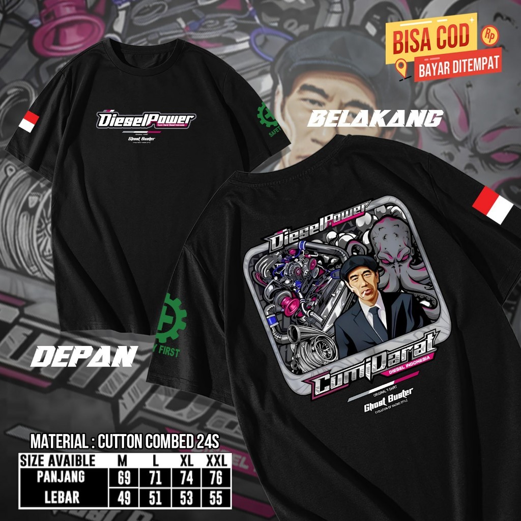 Kaos Diesel Power Turbo Machine Cumi Cumi Darat Diesel Gank Baju Racing Mekanik Disel War 2KD Innova