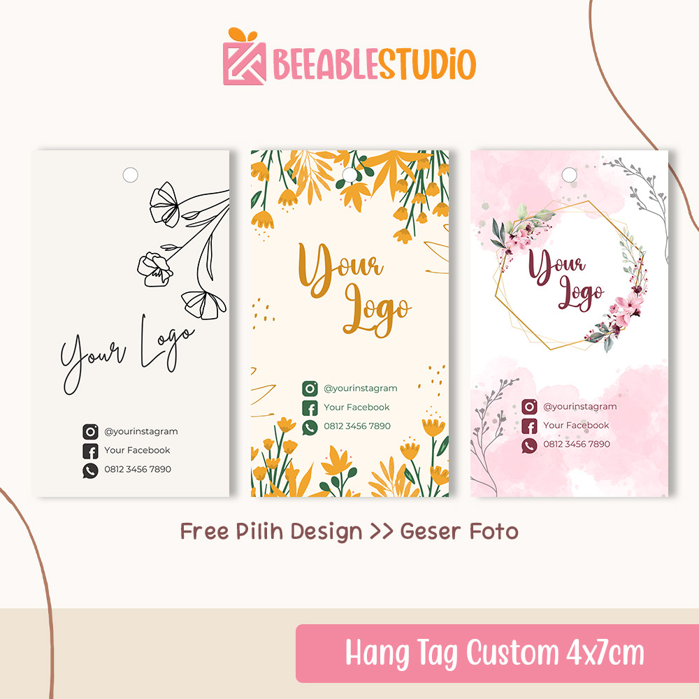 

[20pcs] Hang Tag Custom 4x7cm Hangtag Baju Bouquet Price Tag Label Online Shop