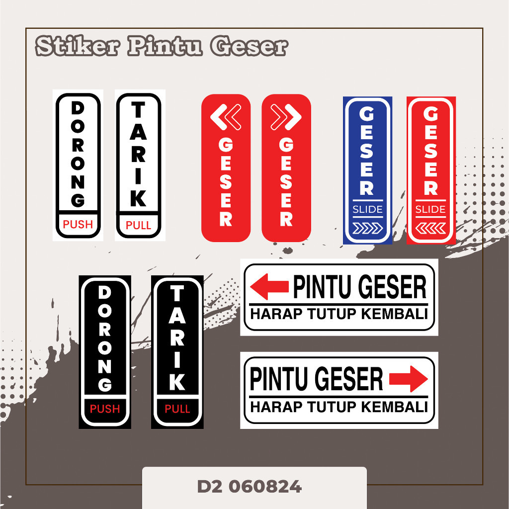 

STIKER PINTU GESER, STIKER PINTU HARAP TUTUP KEMBALI,TARIK/DORONG, STIKER PINTU DORONG multi Sticker