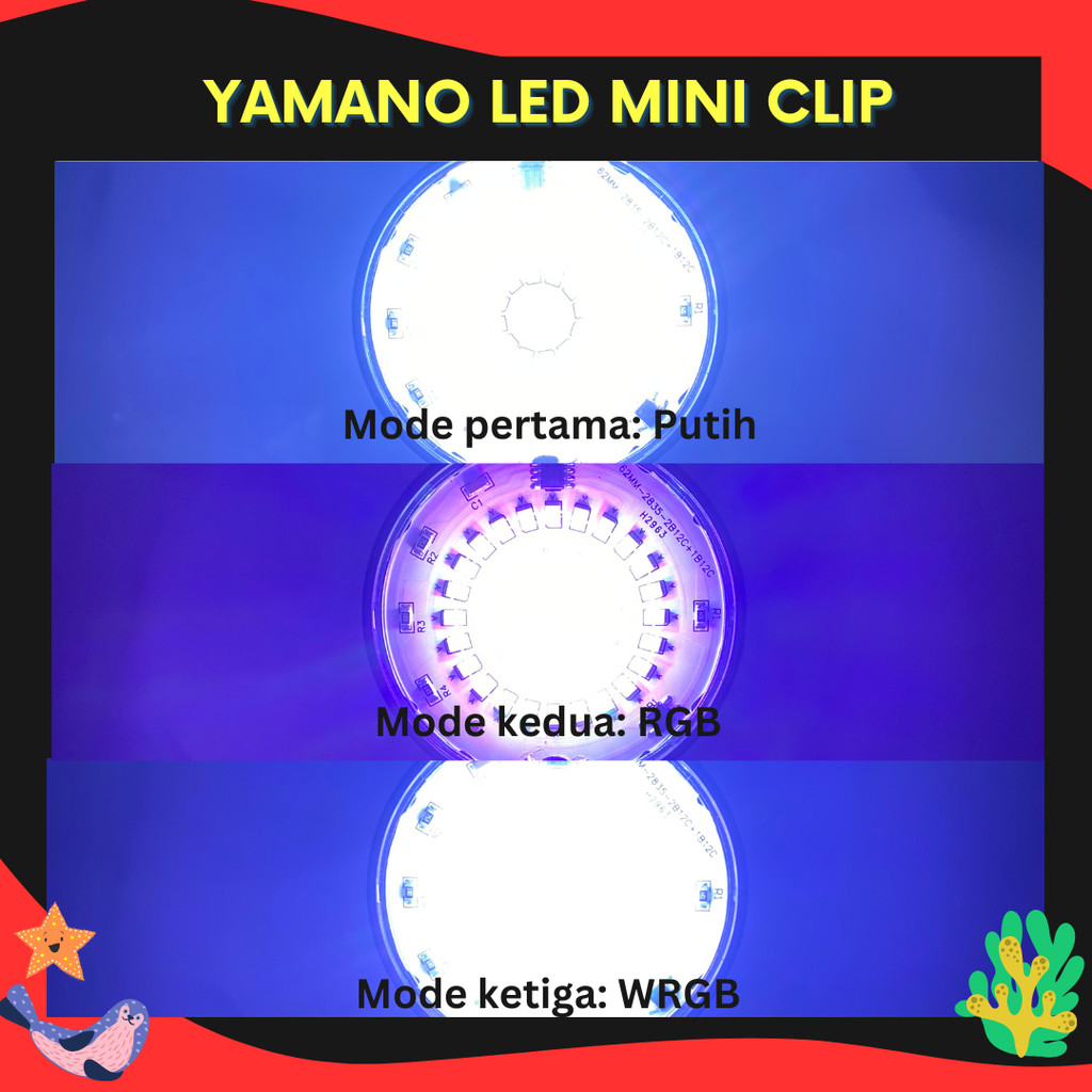 YAMANO LED JEPIT 5 WATT Lampu Jepit 3 Mode Aquarium Bisa Ganti Warna