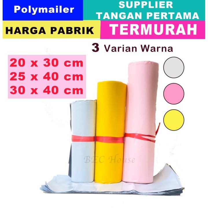 

[100Pcs] PLASTIK POLYMAILER PLASTIC PACKING ONLINE Warna Putih Tebal - Putih, 20x30