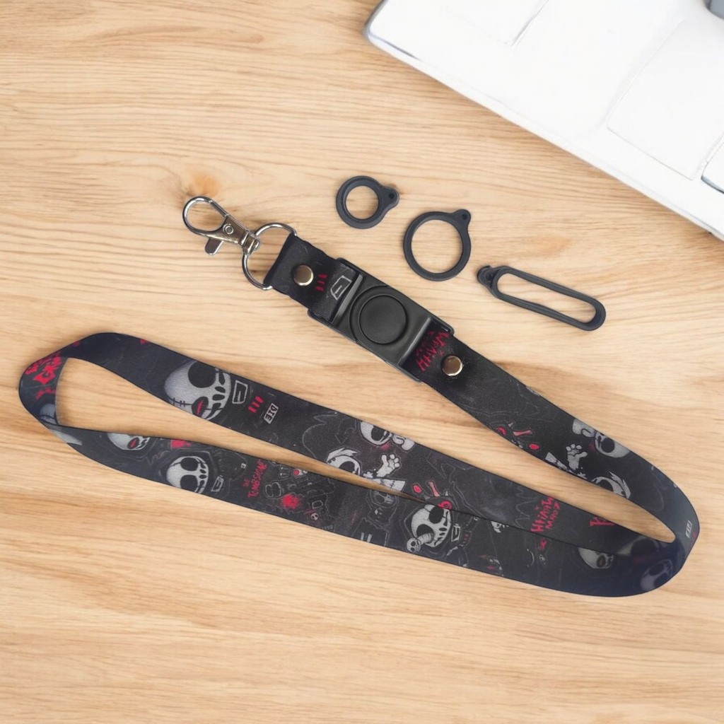 

Lanyard 2 Cm Motif BLACK Holo wing Name Tag Bonus 3 Karet