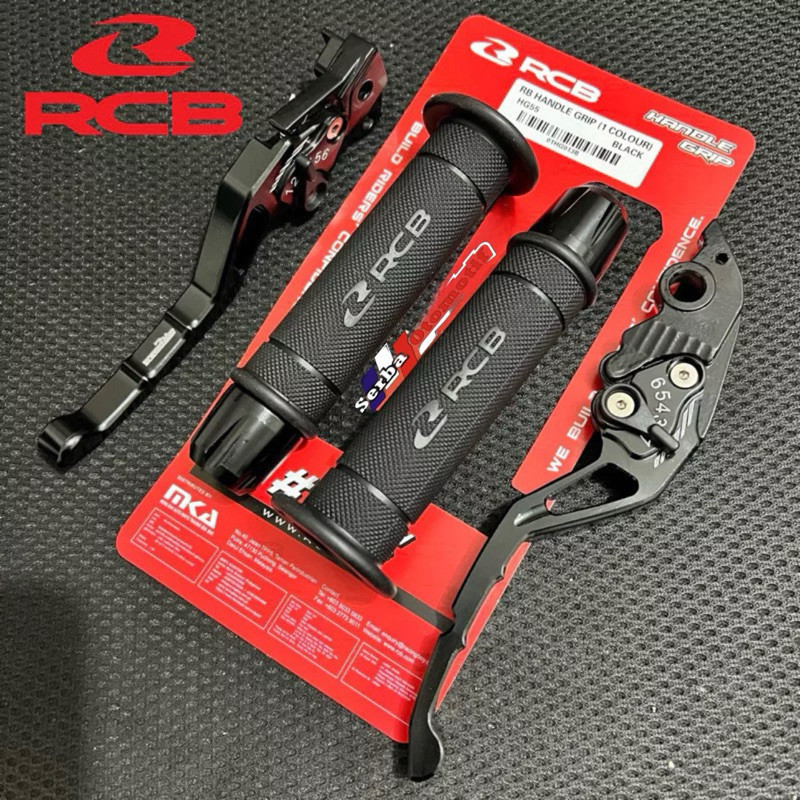 Handgrip RCB Original HG55 + Jalu Stang CNC + Handle Rem Stelan CNC  Handgrip Motor Nmax Aerox Handg