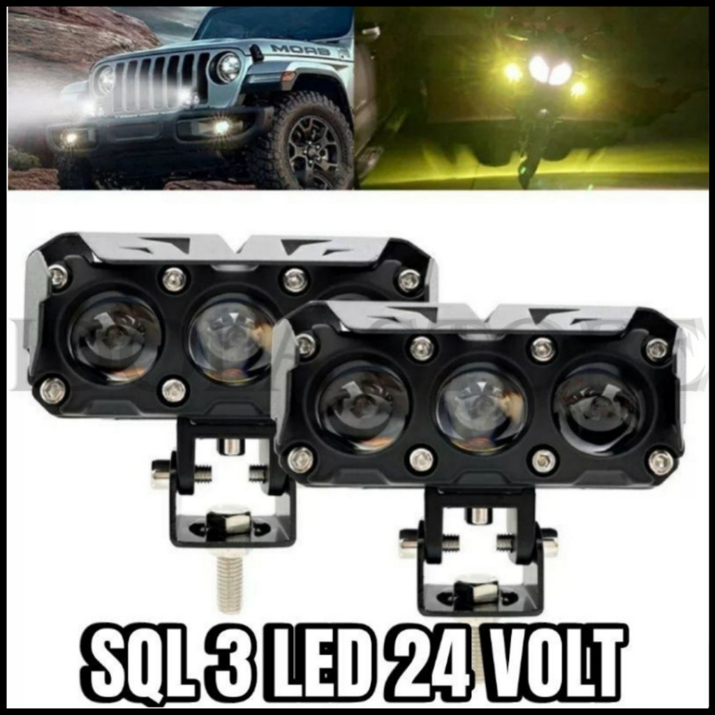 Lampu Tembak LED Laser/Lampu Sorot SQL 3 Mata Laser Q9 3 Mata 2 Warna/HI LOW  60 WATT LAMPU