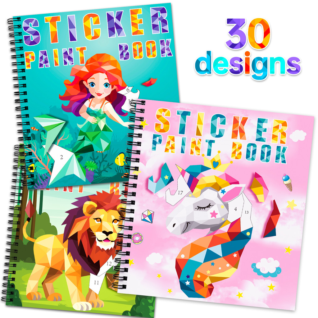 

3PCS Cute Unicorn Sticker Book For Kids Christmas Gift Kawaii Children's Stickers Mermaid Sticker Paint Book Girls Stationery