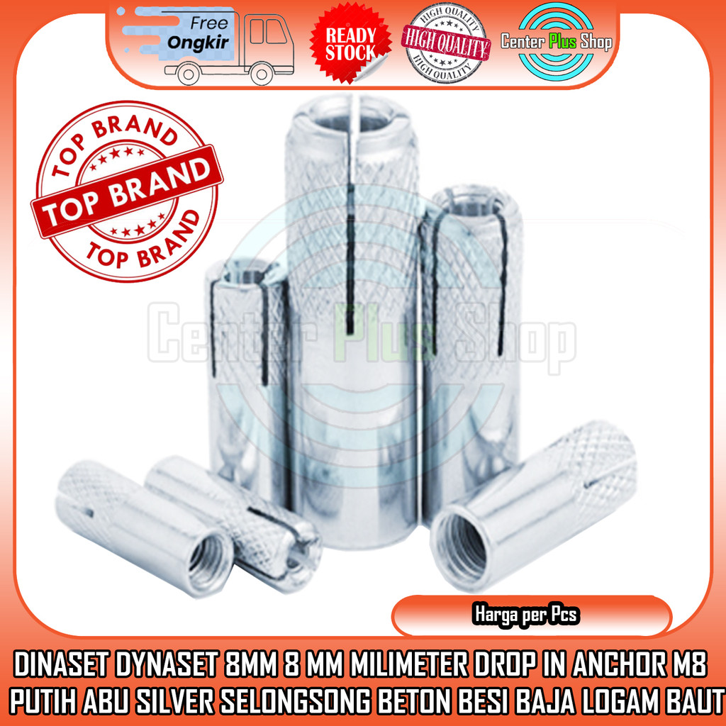 Dynaset Dinaset 8mm 8 Mm Milimeter Mur Mini Kecil Silver Putih Abu Drop In Anchor M8 Selongsong Beto