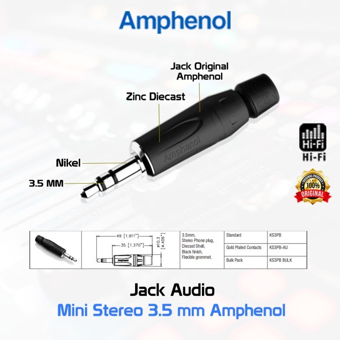 Jack Audio Profesional Jack Mini Stereo 3.5mm AMPHENOL - WANG
