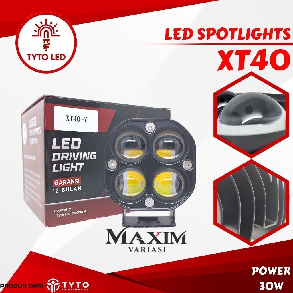 LAMPU TEMBAK MOTOR TYTO LED XT40 LAMPU LED SPOTLIGHTS 30WATT DUAL COLOR YELLOW WHITE