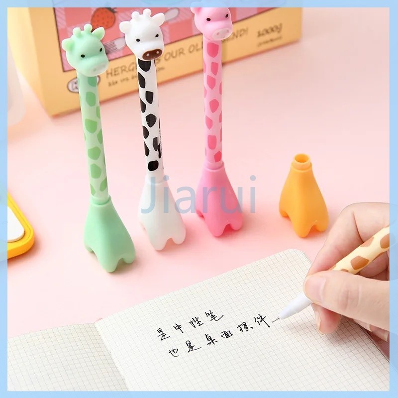 

Jiarui Pena gel jerapah/pena gel pola jerapah lucu-tinta hitam