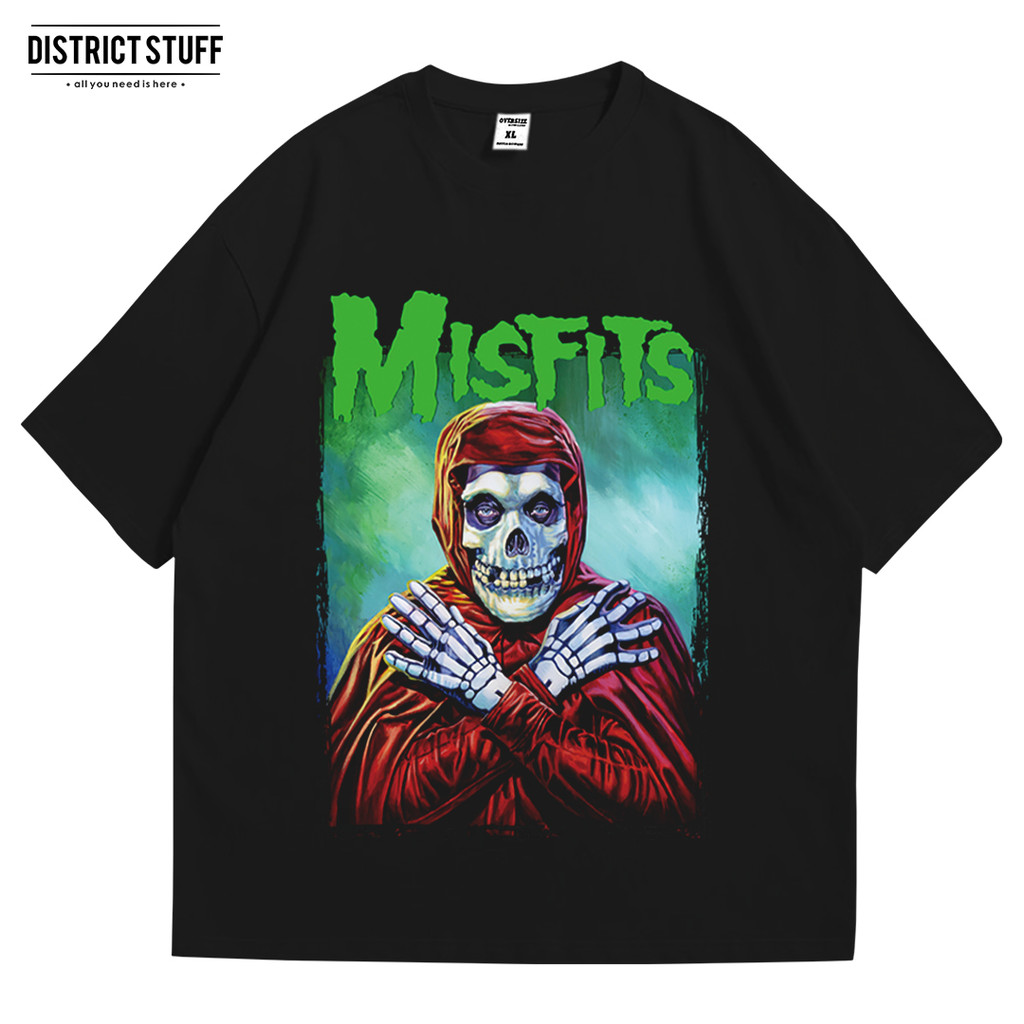 Kaos Band Misfits Red Jacket Tshirt Oversize Vintage Pria Wanita