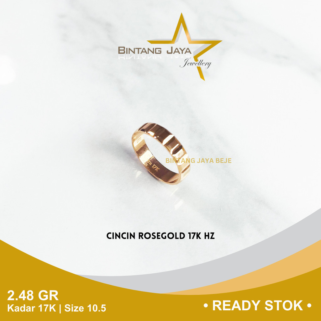 Cincin Emas Rosegold Kadar 750 17K Berat 2.48 gr gram Size Ukuran 10.5 Model Ring Polos Cicin Rose G
