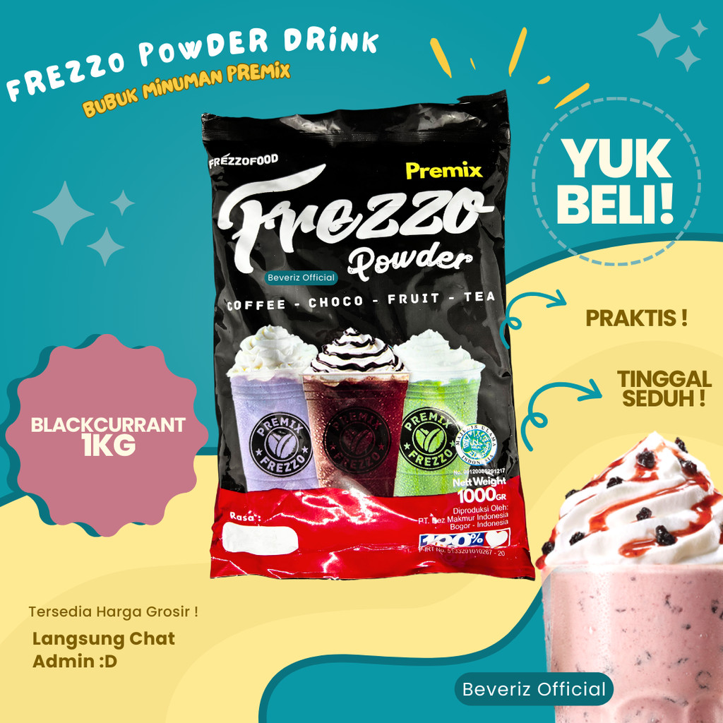 

BEVERIZ Frezzo Bubuk Minuman Rasa Blackcurrant | Boba Powder Drink 1Kg / 1000gram {Bisa COD} {tersedia harga grosir}