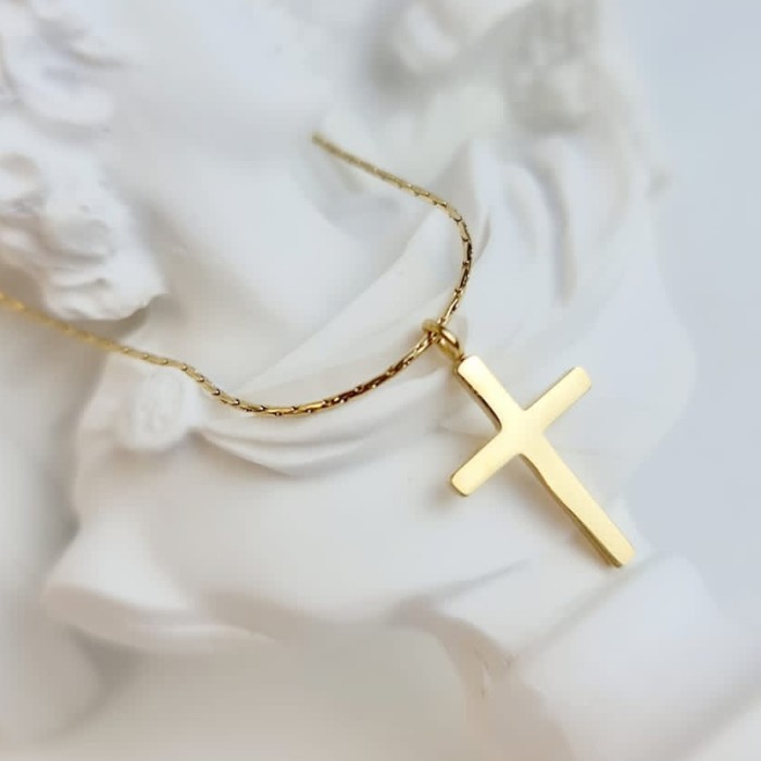 Kalung salib titanium anti karat/kalung titanium salib anti karat - Gold only