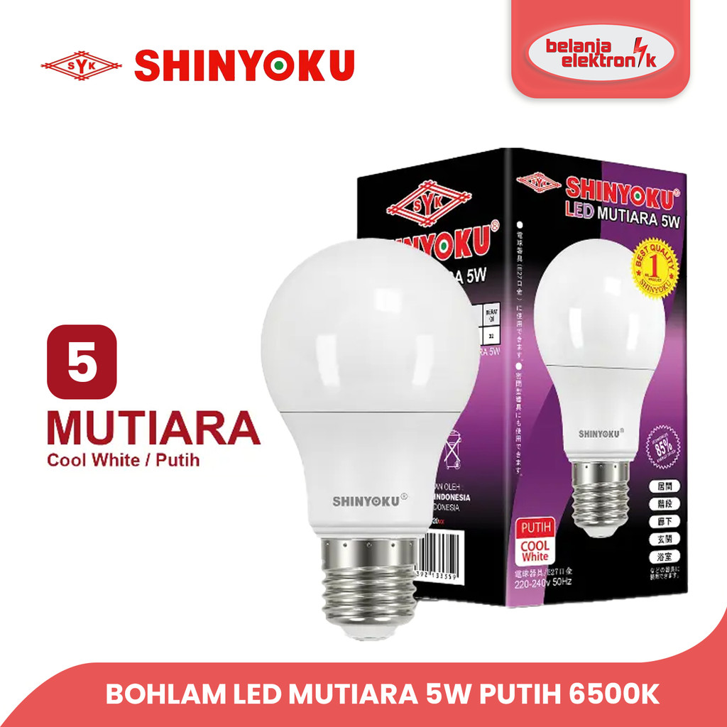 LAMPU BOHLAM LED SHINYOKU MUTIARA 5W KUNING 3000K