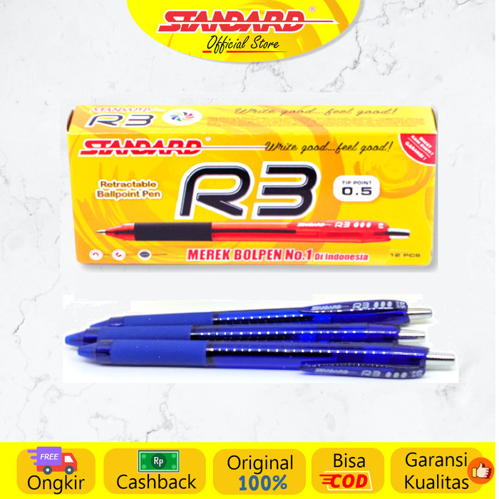 

[New Arrival]Promo STANDARD PEN R3 0.5 ISI 12 PCS - Biru