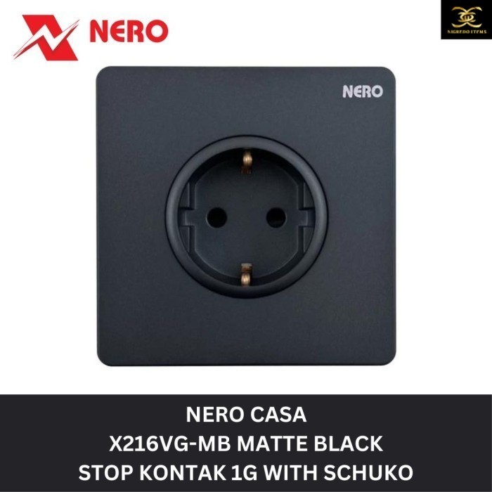 NERO CASA X2 MATTE BLACK STOP KONTAK 1 GANG X216VG-MB