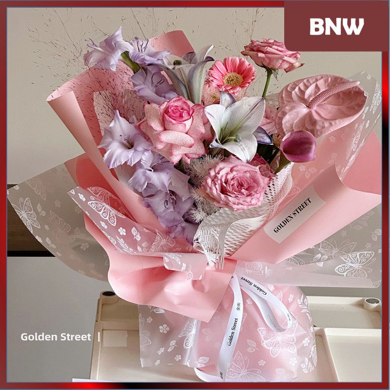 

BNW - FL38 GARDENFLY Kertas Bunga Paper Buket Motif Summer Plaid Kotak Kado Florist Cellophane