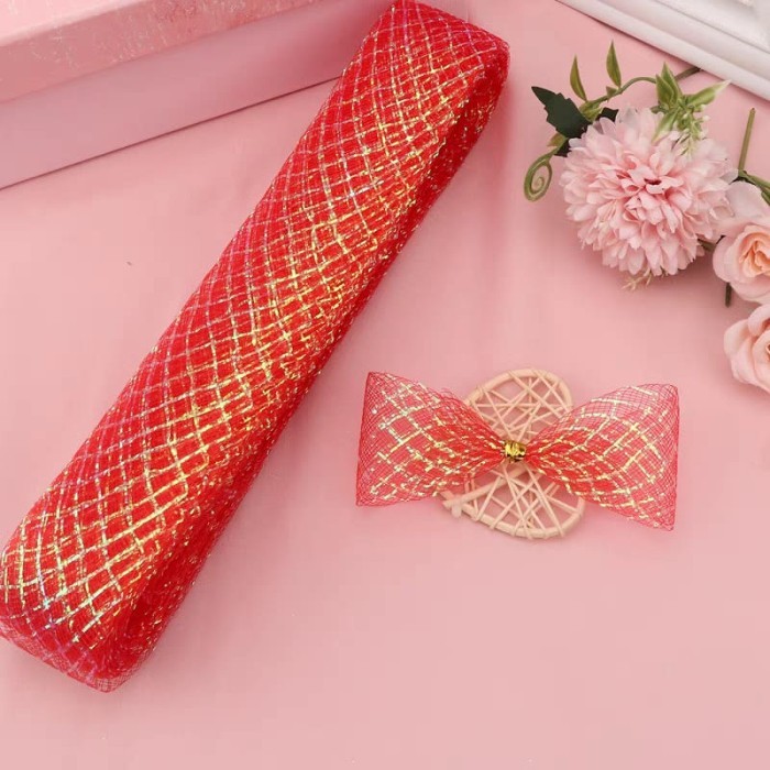 

Dekorasi Pita Mesh Ribbon Pita Jaring Emas Hiasan Natal Pita Kado Gold - WARNA MERAH, LEBAR 4.5 CM