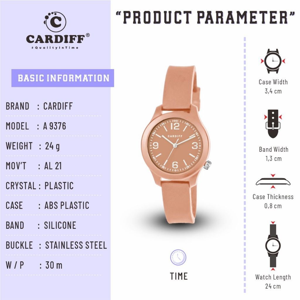 CARDIFF Analog A 9376 Jam Tangan Analog Pria  Water Resistant