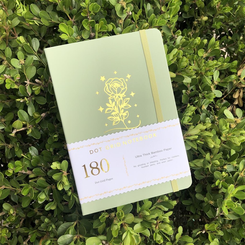 

BUKE 180Gsm Bamboo Paper Dotted Notebook A5 PU Hardcover Dot Grid Journal 5*5MM Dots 160 Pages Drawing BUJO