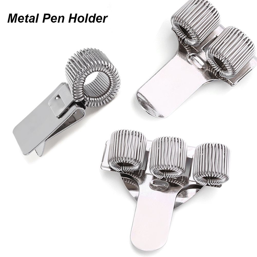 

1PC Single/Double/Triple Hole Metal Spring Pen Holder With Pocket Clip Portable Doctors Nurse Uniform Pen Holder Office Supplies