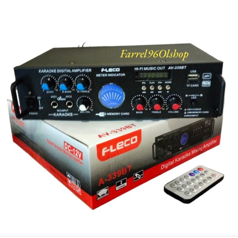 DUO MIC PAKET AMPLIFIER+MIC2 Power Amplifier Bluetooth Equalizer Fleco AV-339BT Amplifier