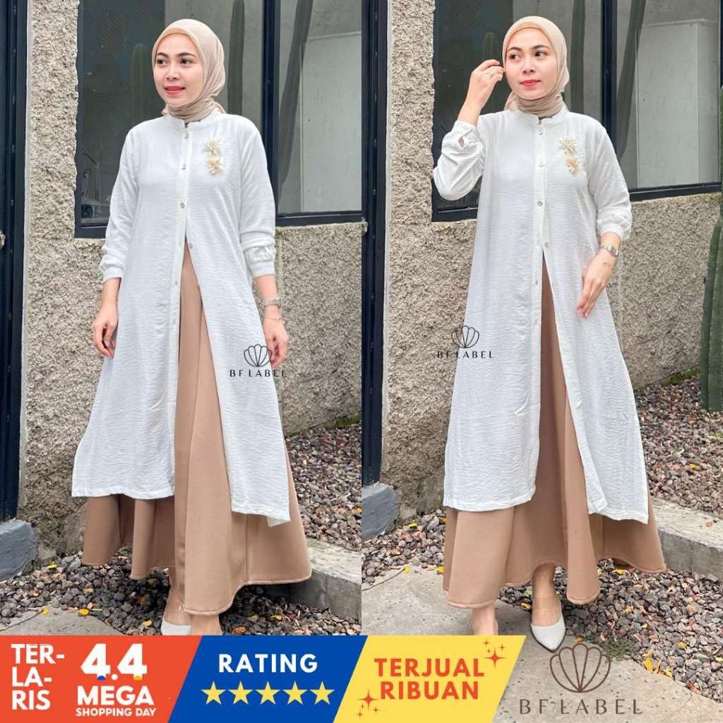 BF Label - ALIKA LONG TUNIC | Tunik Rayon Crinkle Panjang Polos | Tunic Korean Style | Lebaran Idul 