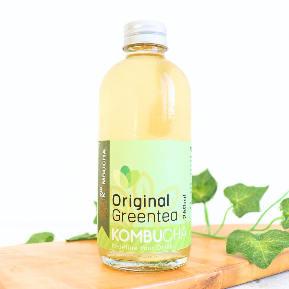 

260ml GREEN TEA ORIGINAL Kombucha Teh Fermestasi Probiotik Glass Bottle - INDOKOMBUCHA